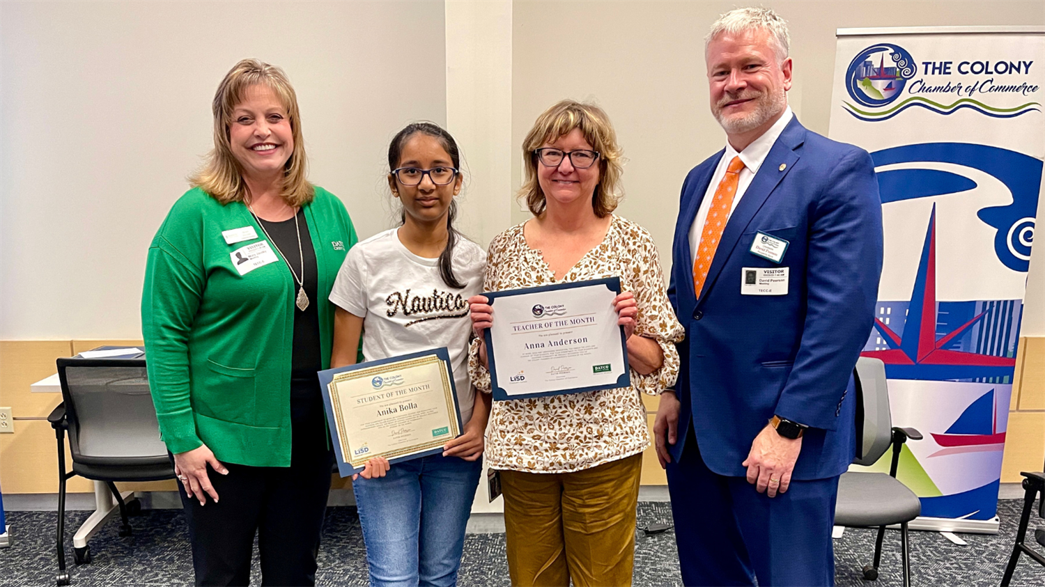  Morningside students and teacher were recognized by The Colony Chamber. March 2023